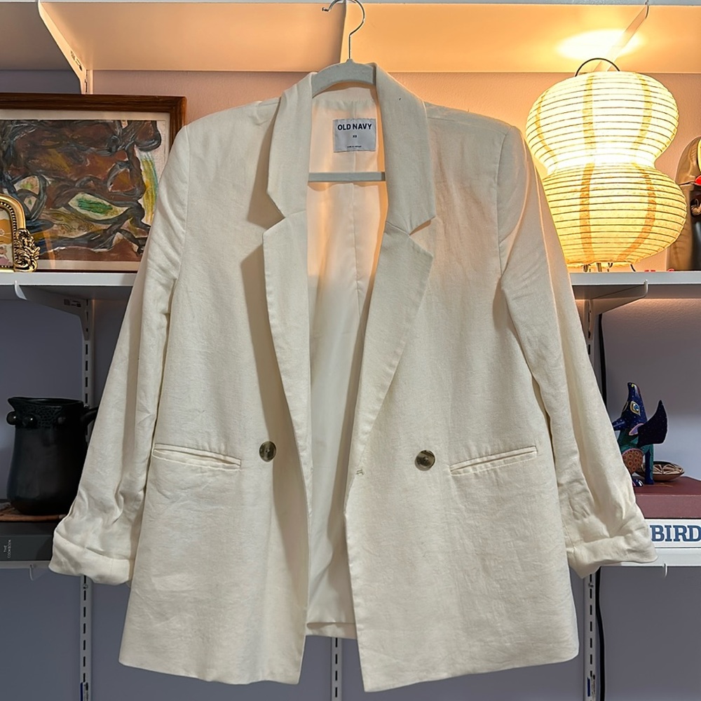 Cream linen blend blazer